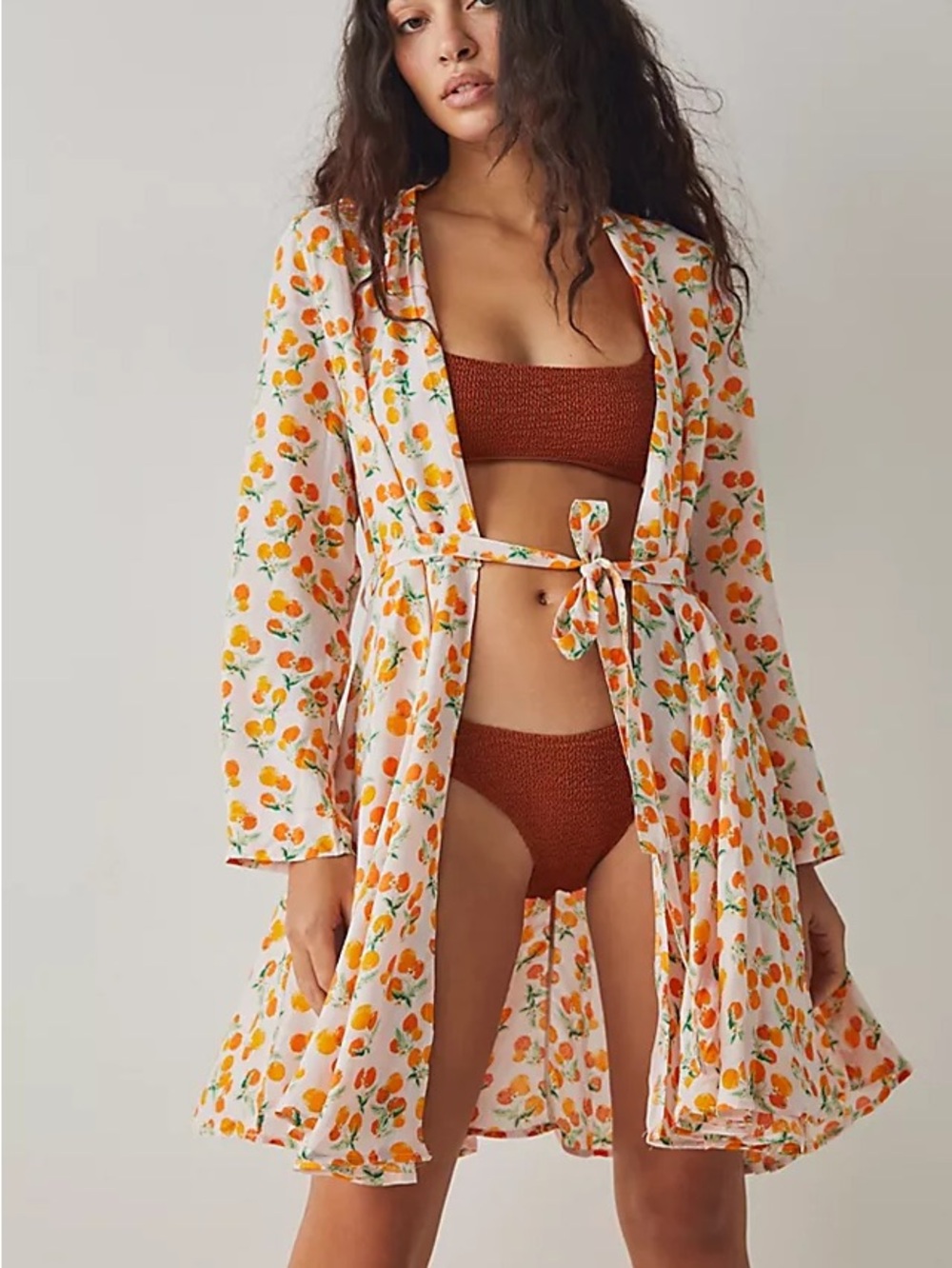 NWT Free People Intimately " Worth It" GrapeFruit Print Robe, Size XL - Picture 1 of 5